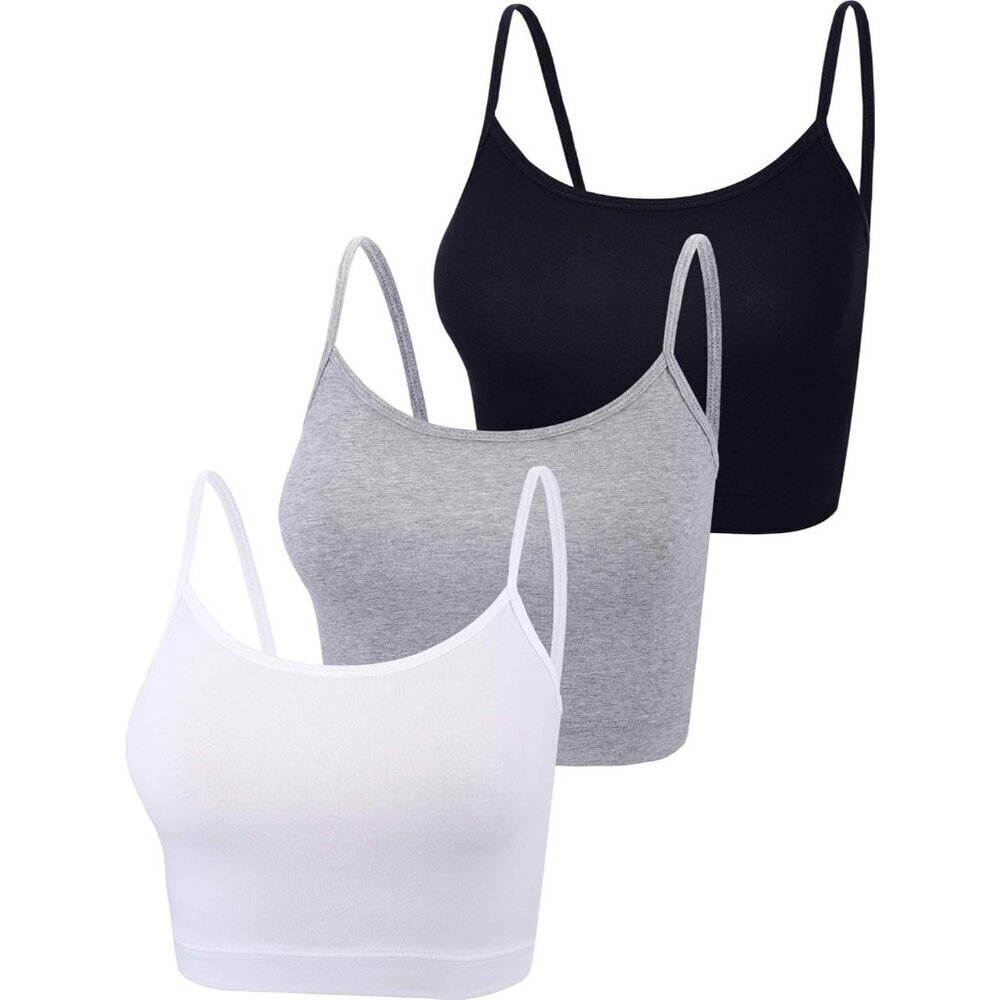3 Pack Women's Crop Tank Tops Spaghetti Strap Sleeveless Cozy Stretchy